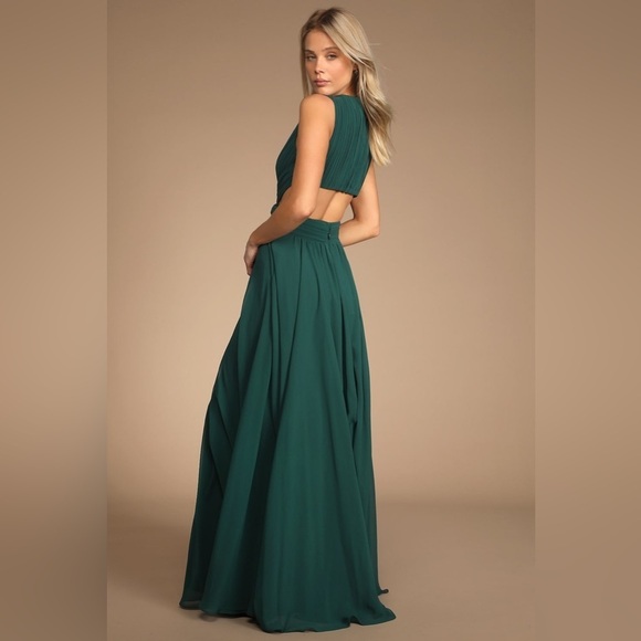 LULU’S Vivid Imagination Emerald Green Cutout Maxi Dress - Picture 7 of 14